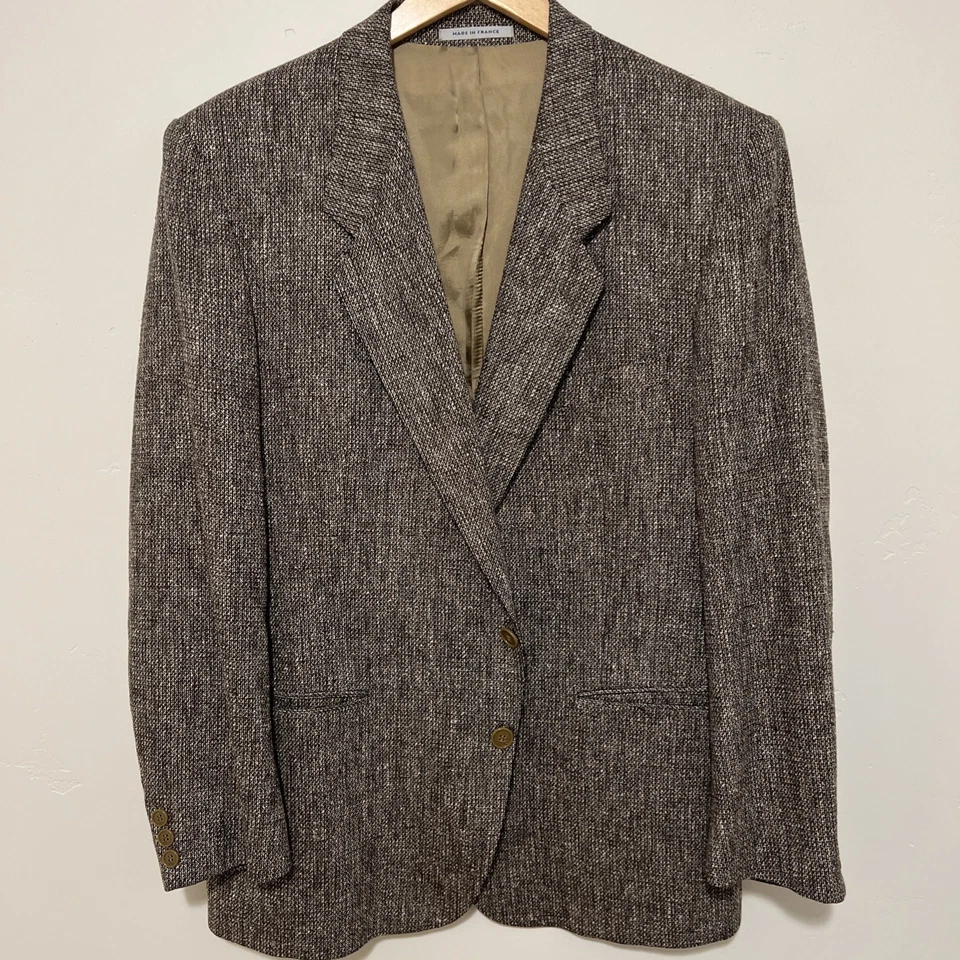 Blazer deportivo vintage Yves Saint Laurent marrón de lana y seda 42R hecho en Francia Foto 2 de 4