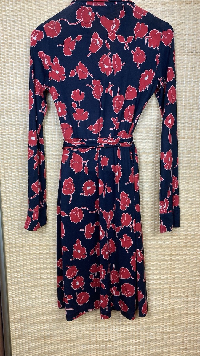 DVF Diane von Furstenberg JEANNE Vintage Classic Red Poppy Silk