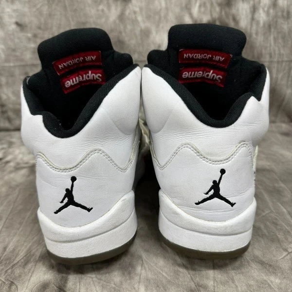 Nike Air Jordan 5 Retro X Supreme Blanco 824371-101 Para hombres US9.5 Sin Caja Bueno -2 Foto 3 de 4
