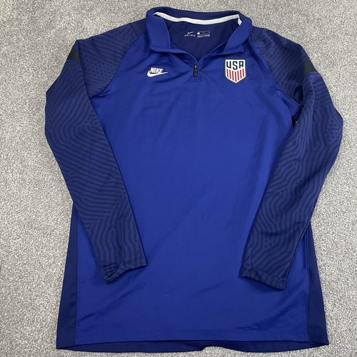 Nike Dri-Fit Mens L VaporKnit Strike Drill USMNT USA Soccer Blue 1/4 Zip Top - Picture 2 of 10