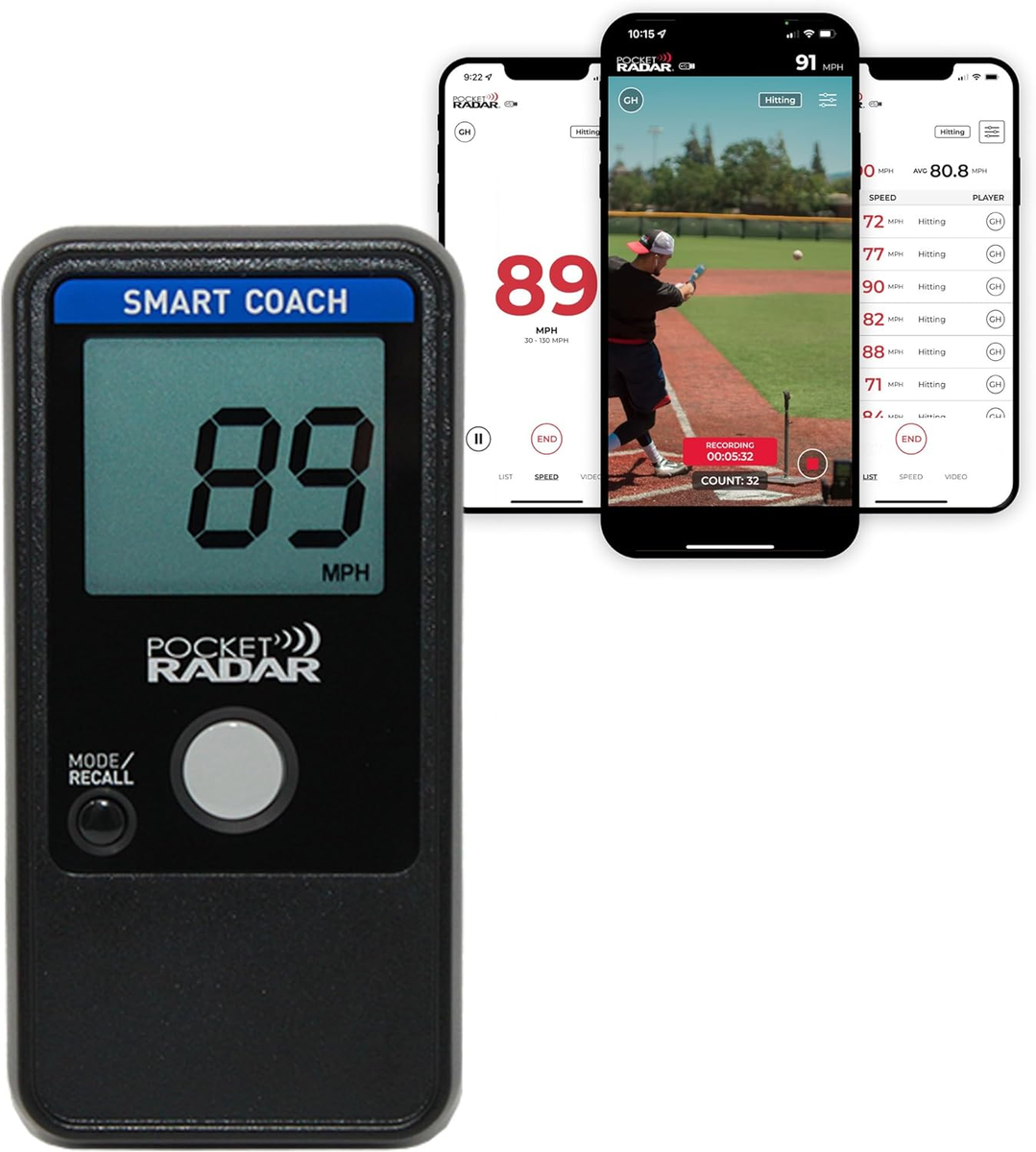 Pocket Radar Smart Coach Speed Gun for Baseball, Softball, Cricket