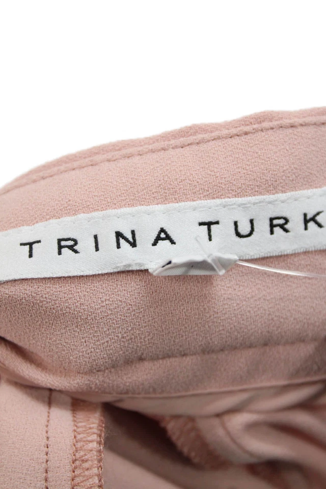 Calça reta Trina Turk feminina plissada sólida dois bolsos rosa tamanho 14 - Imagem 4 de 4