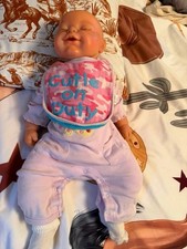 Soft Body Baby Doll Vinyl Head Molded Brown Hair Sleeping Eyes Outfit