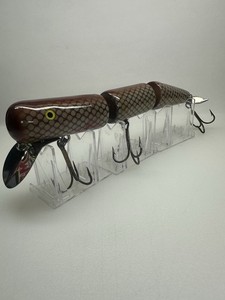 americana wood fishing lures Wally's Wooden Long 9 Swimmer LEVIATHAN USA Hand Painted Balsa Wood 5 Fishing Lure in BLACK PURPLE Bass Fishing Lures: From Wooden