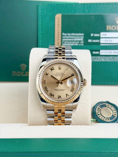 Rolex Datejust 36 Champagne Roman Fluted Jubilee Preowned 2014 116233