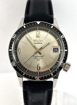 Vintage Wyler Dynawind Heavy Duty 660 Stainless Steel Diver Mens