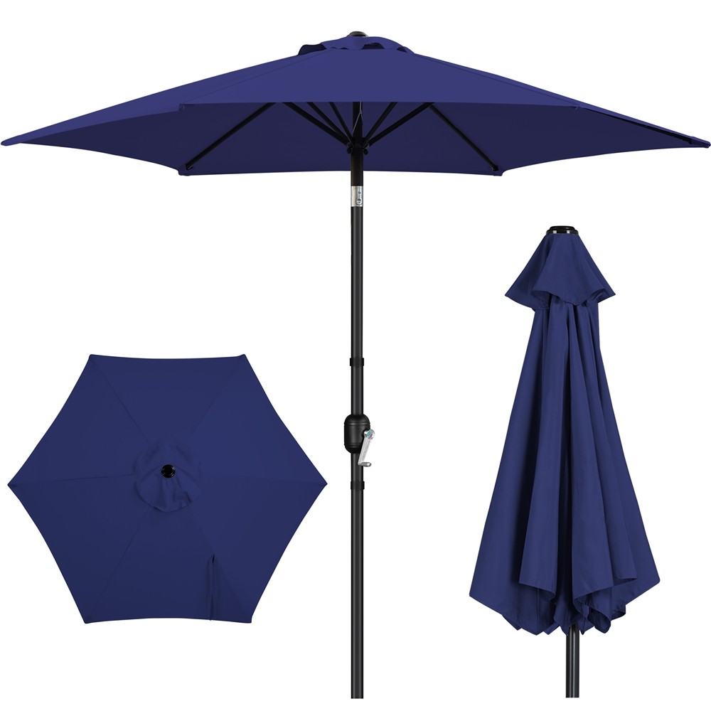 9FT Patio Umbrella with Push Button Tilt and Crank Operation Garden Parasol