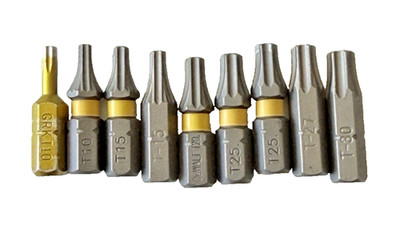 Assorted 1  TORX Hex Bits - Assorted Sizes (T10-T30) Lot of 9
