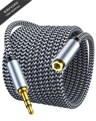 MORELECS Headphone Extension Cable 10ft - Aux 3.5mm 10ft, Grey