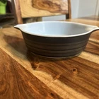 Vintage Pyrex Terra Black And Brown Striped 471 1 Pt Casserole Bowl scroll matte