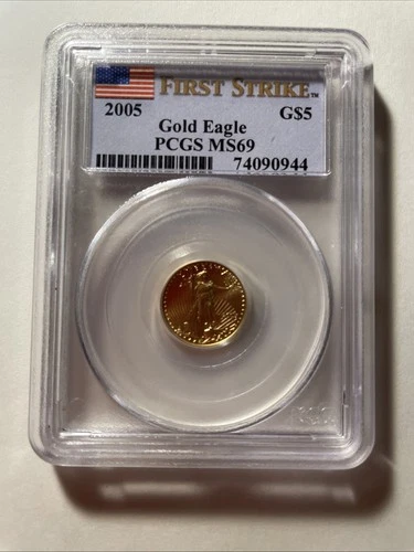 2005 $5 Gold American Eagle PCGS MS69 First Strike 1/10oz