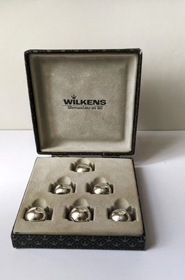 Wilkens versilberte Tischkartenhalter ca. 60er Jahre Kugelform 6 St. neu OVP