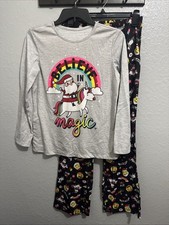 Justice Pjs Christmas Santa Unicorn Pajamas Girls Size 14/16 Holiday Sleepwear