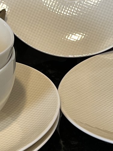 (4) Crate and Barrel Cup & Saucer Sets Nikko Reflection Japan Ecru Pale Yellow - Picture 4 of 13