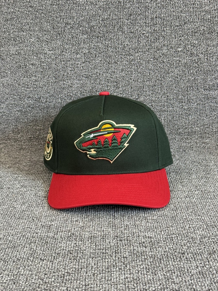 Mitchell & Ness Minnesota Wild NHL Snapback Curved Brim Green Red Hat