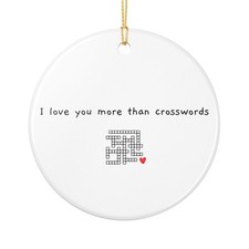 I Love You More Than Crosswords Ceramic Ornament  Crossword Heart Ornament