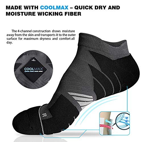 No Show Running Athletic Anti-Blister Large 3 Pairs Black/Dark Grey/Grey - Picture 4 of 7