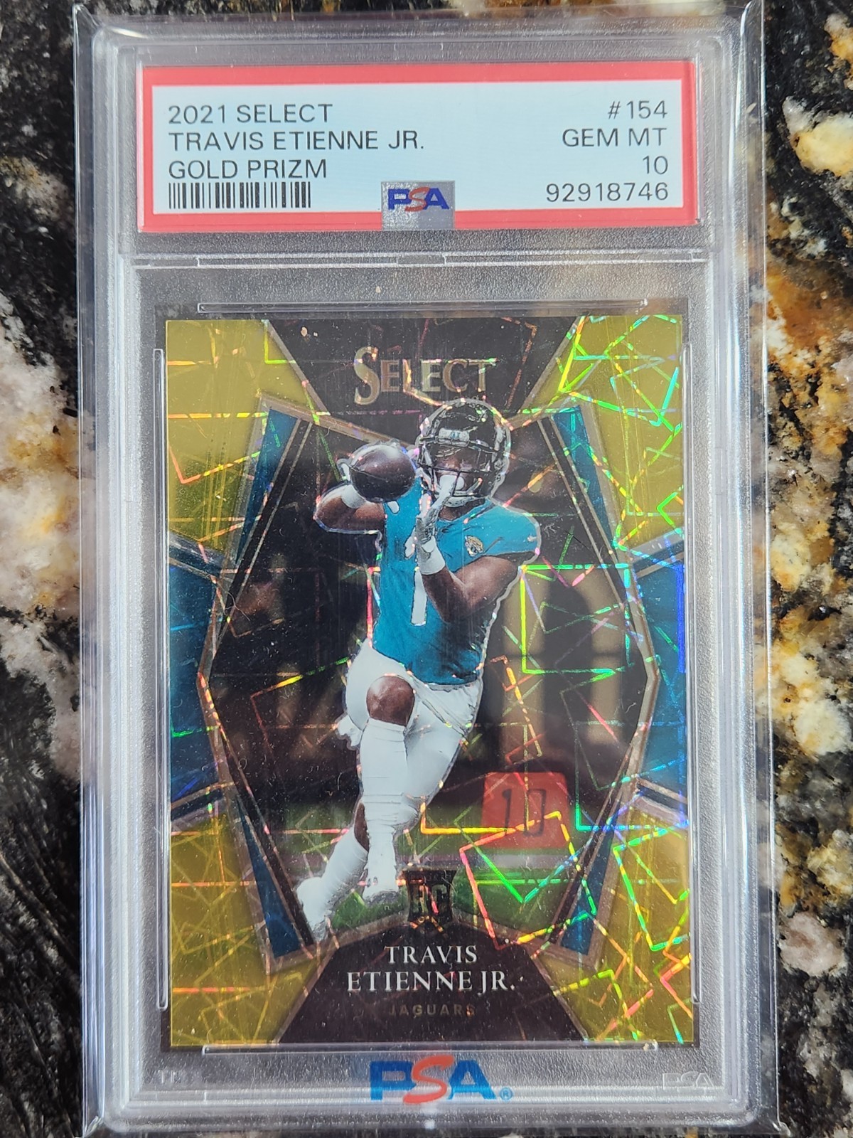 2021 Travis Etienne Jr RC #154 Select Gold Prizm PSA 10 Gem Mint!! #5/10