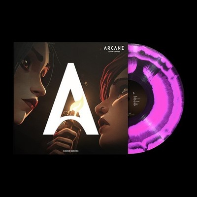 ARCANE SEASON 1 SOUNDTRACK PINK & BLACK SPLATTER VINYL & POSTER IN HAND