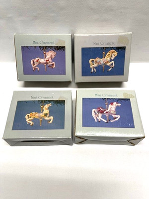 Vtg 1989 Willitts Carousel Horse Mini Ornaments Set of 4 NEW