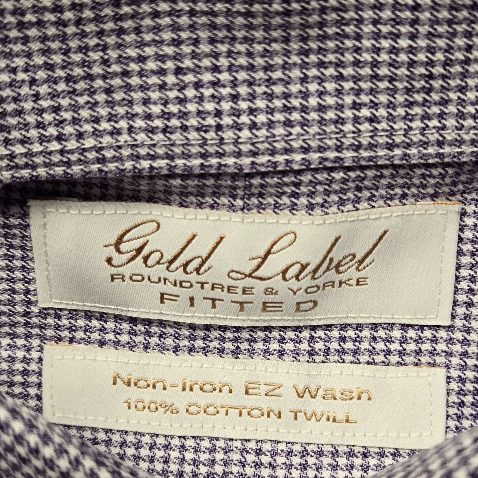 Roundtree & Yorke Men’s 16.5-36 Purple Fitted Long Sleeve Button Up Shirt Cotton