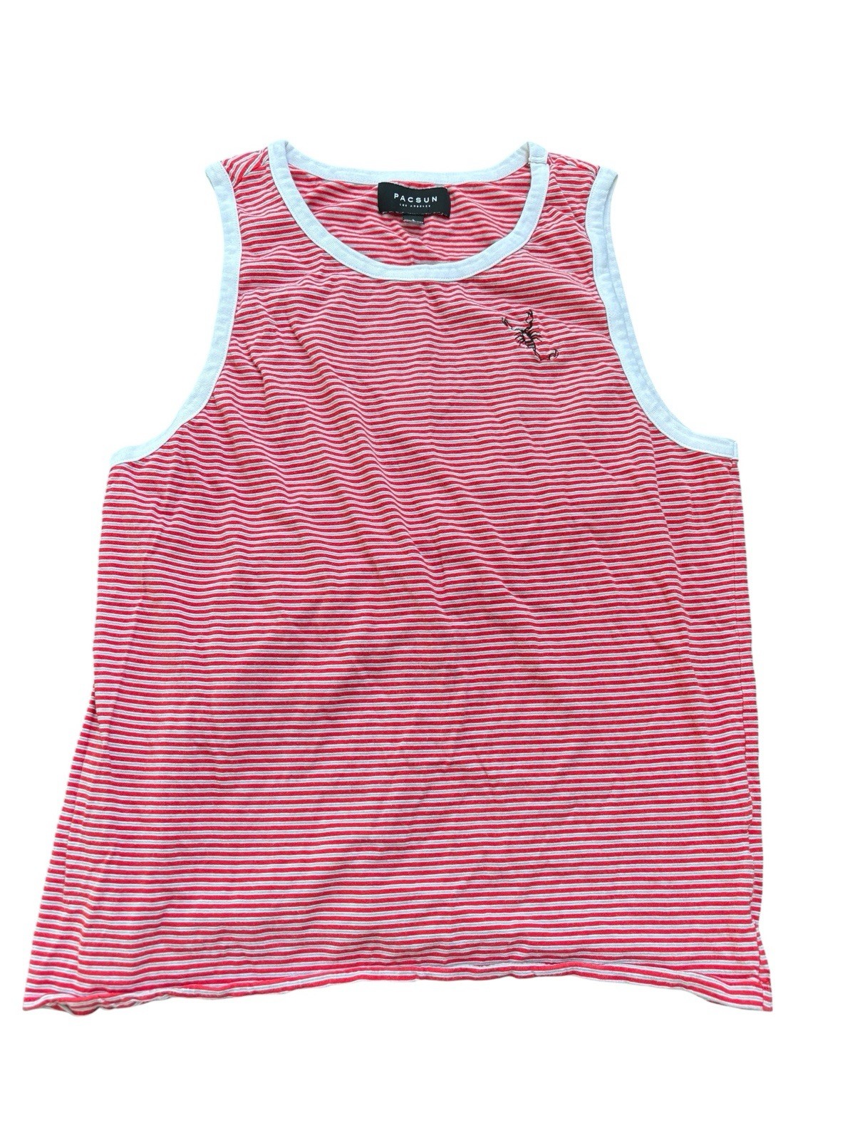 Pacsun Tank Top Mens Large Red Gray Striped Sleeveless Outdoor Casual Adult
