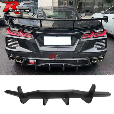 Fit 20-25 Chevy Corvette C8 Stingray Z51 Bumper Diffuser Fin Lip ABS Matte Black