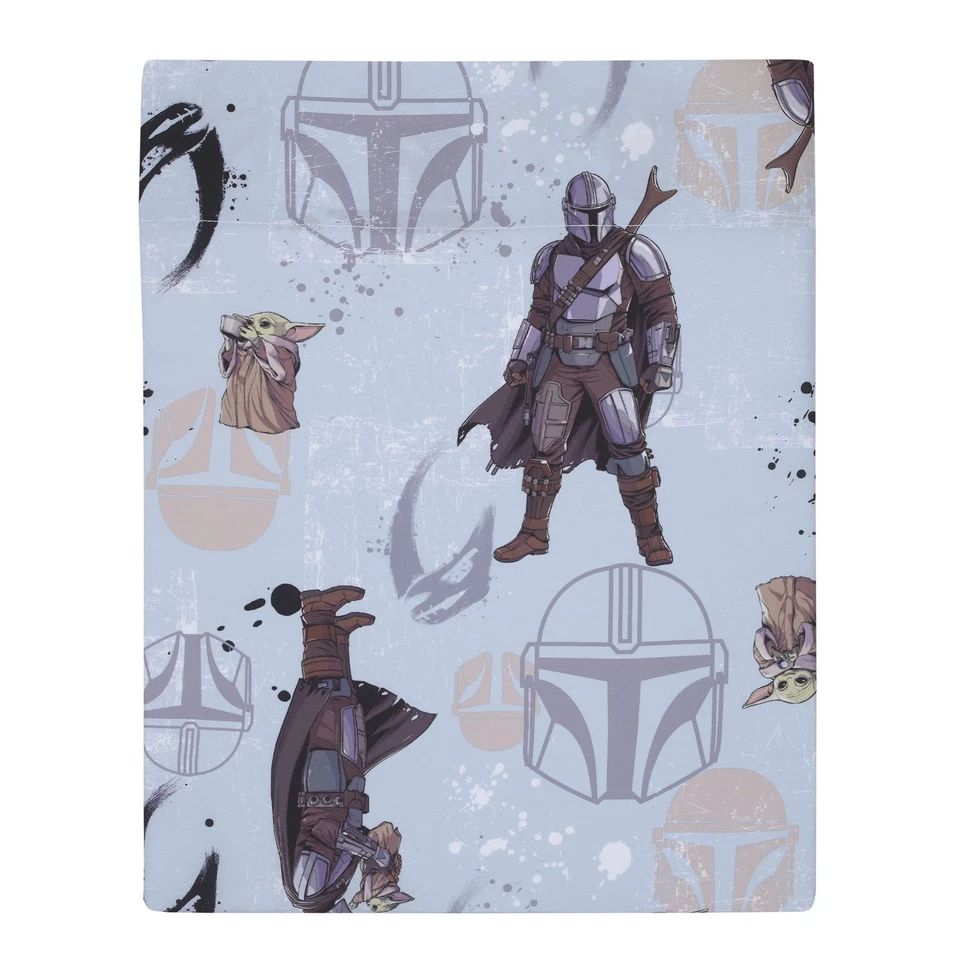 Juego de cama de 4 piezas Star Wars The Mandalorian gris, tostado y azul para niños pequeños - Foto 4 de 4