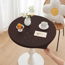 Round Fitted PU Tablecloth with High Elastic Edge 55 Inch Dia Waterproo