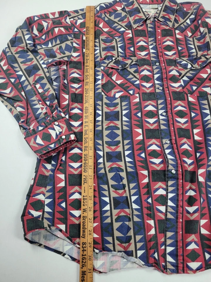 Camisa Vaquera Vintage Western Botón Fresca Prince Road Runner Hecha en EE. UU. 2XL Foto 4 de 4