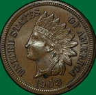 1908 Indian Head Cent Choice Almost Uncirculated AU+ Coin #39907
