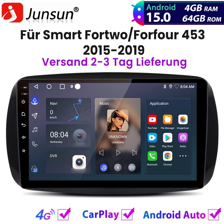 Carmedio 2-DIN radioframe Smart ForTwo Facelift, zwart