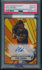 PSA 10 PAUL SKENES AUTO 2023 Bowman Chrome GLASS ORANGE REFRACTOR/25 RC GEM MINT