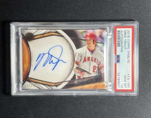 Mike Trout 2018 Topps Tribute Auto /30 PSA 10 #TA-MT On Card Autograph POP 1