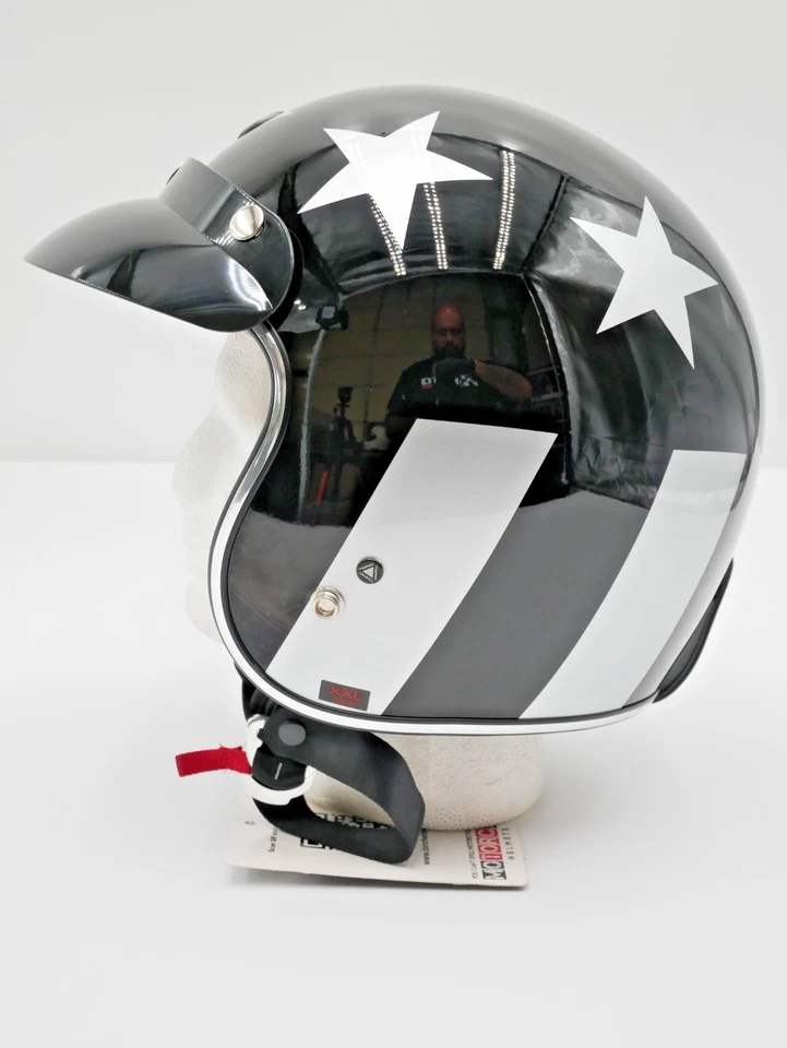 TORC T-50 3/4 Retro Motorcycle Helmet Gloss Black Captain Size XXL -T5005CAP26 - Image 2 of 4