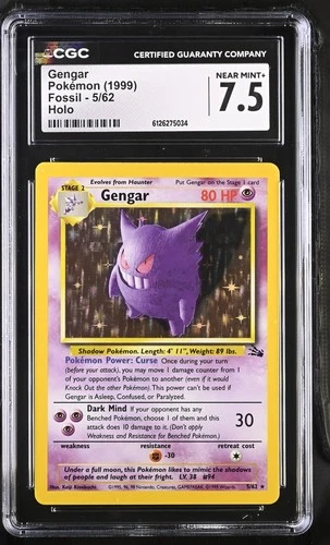 CGC 7.5 Gengar 1999 Fossil 5/62 Holo Pokemon Card