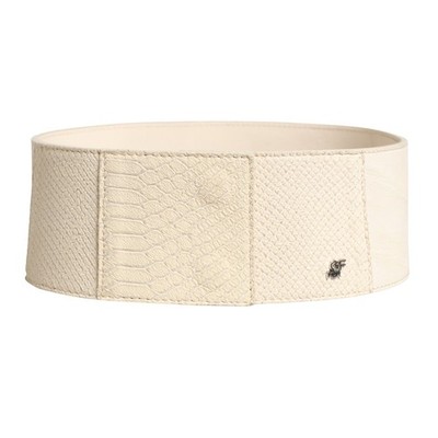 GF FERRE Belt Off White Waxed Cotton Wide Fashion Waistband 70cm / 28in 250usd