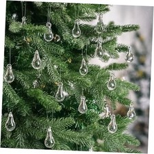 Pcs Clear Glass Teardrop Christmas Ornaments Crystal Raindrop Mini Size 30
