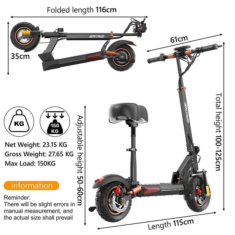 iENYRID S+ ADULTS ELECTRIC SCOOTER 1000W Motor LONG RANGE 37KM 45KM/H E-SCOOTERS