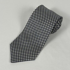 Brooks Brothers Makers Silk Tie Navy Houndstooth Handmade In USA 3.5  W 58.5" L