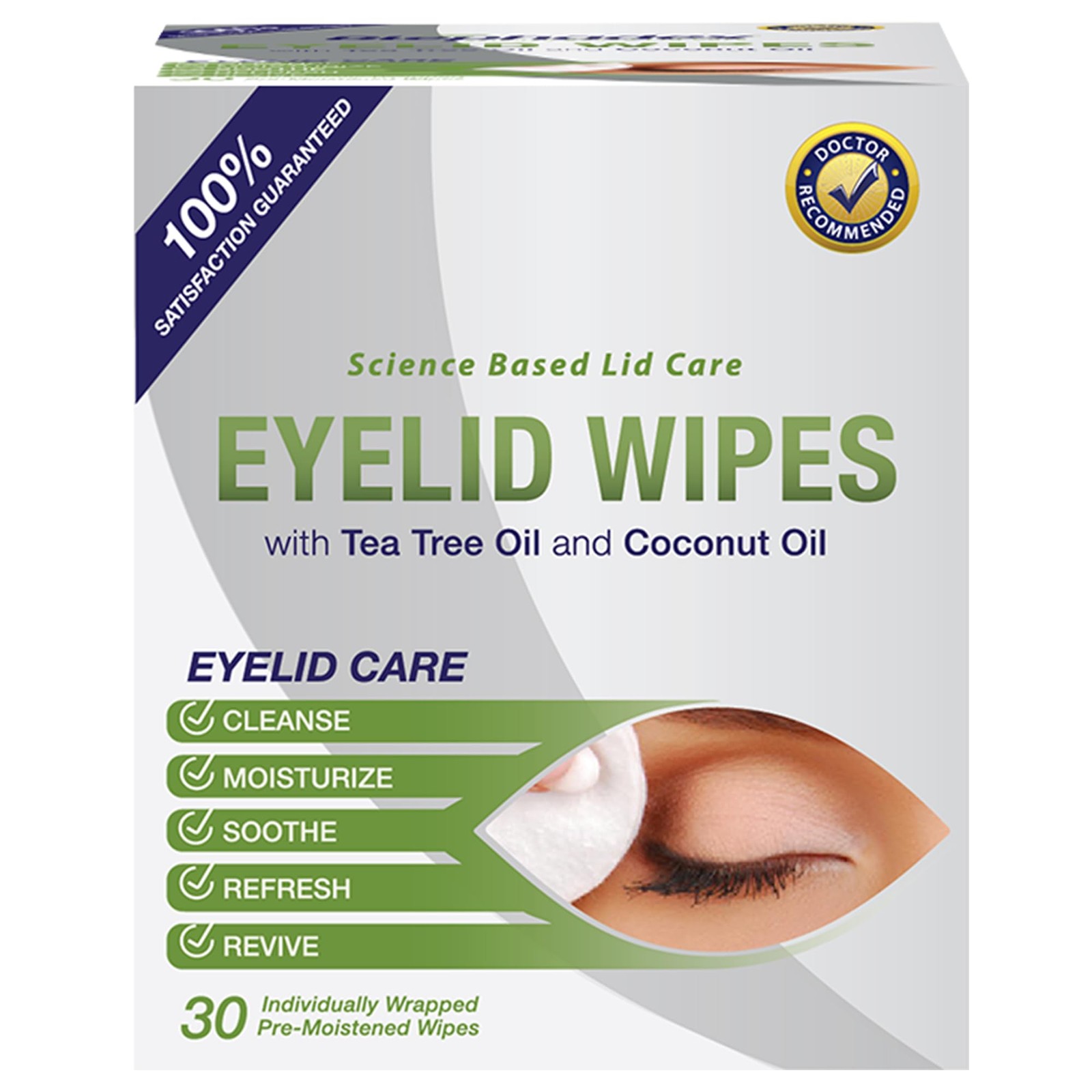 Tea Tree & Coconut Oil Eyelid Wipes - 30 Natural Cleansing Wipes