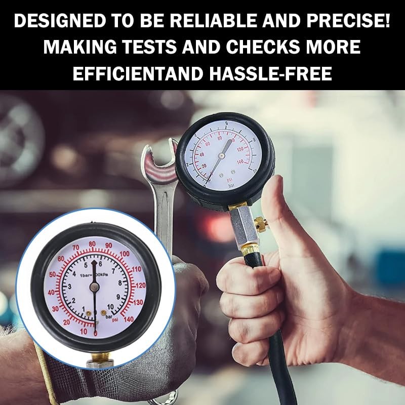 Oil Pressure Tester Tool, Oil Pressure Gauge kit, 0-140 PSI Pressure Test blue