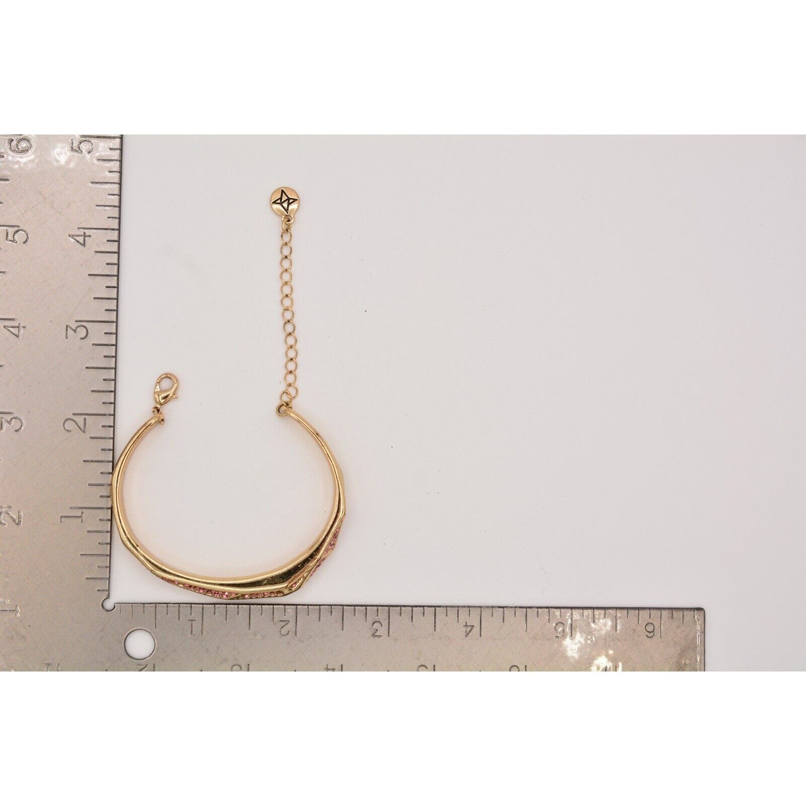 Statement Bangle Bracelet Pave Pink Rhinestone Cr… - image 12