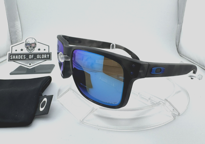 OAKLEY HOLBROOK MATTE BLACK TORTOISE SAPPHIRE BLUE POLARIZED