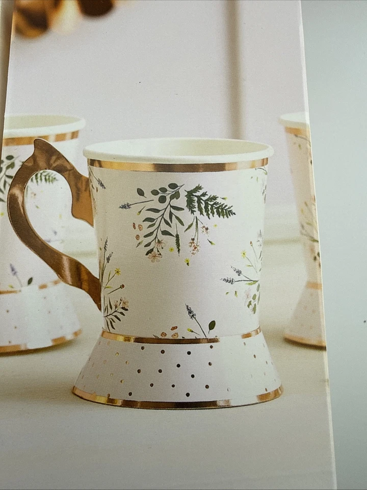 40套姜光下午茶派对杯带把手和底座纸带金箔 — 第 4/4 张图片