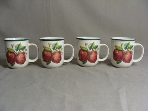 4 Casuals By China Pearl Cups/Mugs In The Apple Pattern