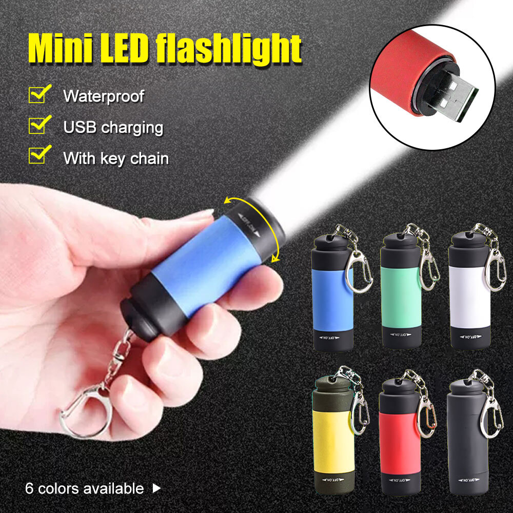 Rechargeable USB LED Light Flashlight Lamp Mini Torch Pocket Keychain Waterproof - Picture 7 of 11