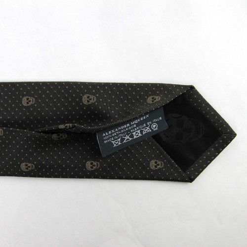 Alexander McQueen braune Schädel-Tupfen-Seidenkrawatte fein 5 cm 184303 2065 - Bild 7 von 7
