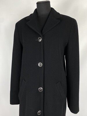 Versus Gianni Versace Vintage Black Wool Long Button Coat Jacket