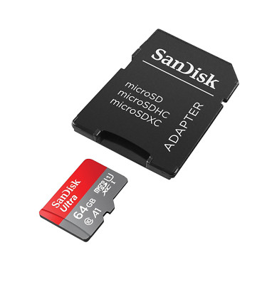 SanDisk Ultra MicroSDHC Memory Card + SD Adapter, SDSQUA4-064G-GN6MA